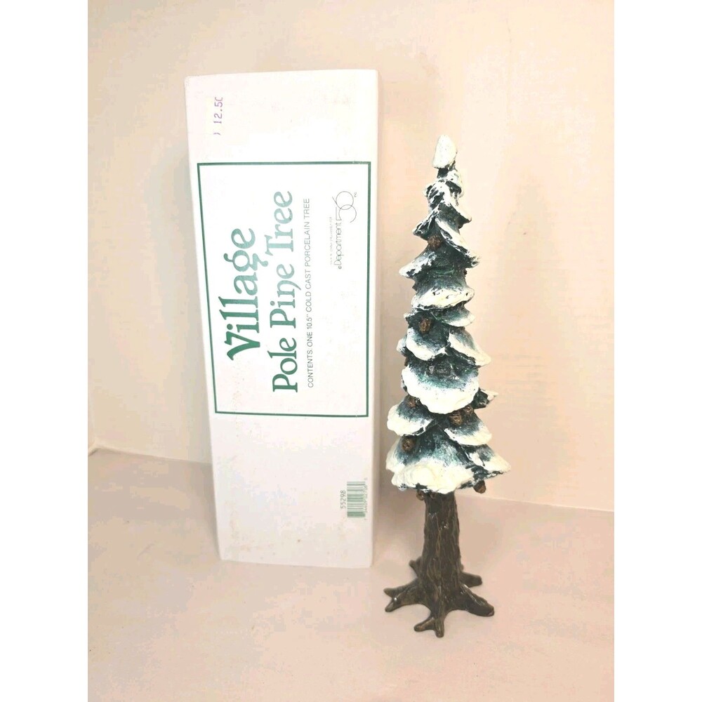 Dept 56 Accessories Village Pole Pine Tree 10.5" #55298 Cold Cast Porcelain